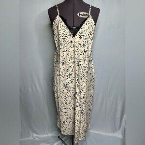 Elegant Tan/Cream and Black Spotted Dress